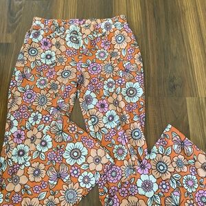 Art Class Floral Kids Bottoms in Orange and Purple